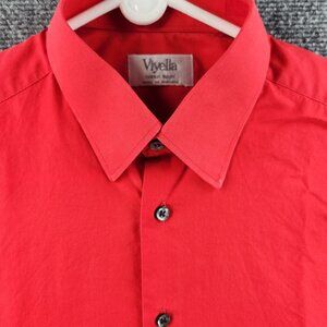 Viyella Men Long Sleeve Button Up Shirt Vibrant Red Cotton Major England